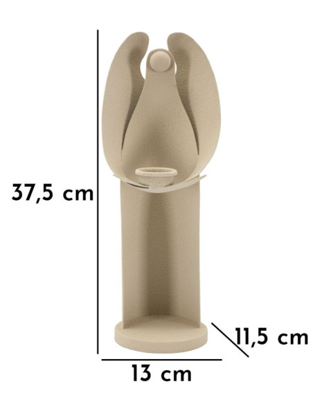 Grand Bougeoir moderne Ange abstrait Hauteur 37 cm Métal Blanc crème Dune 