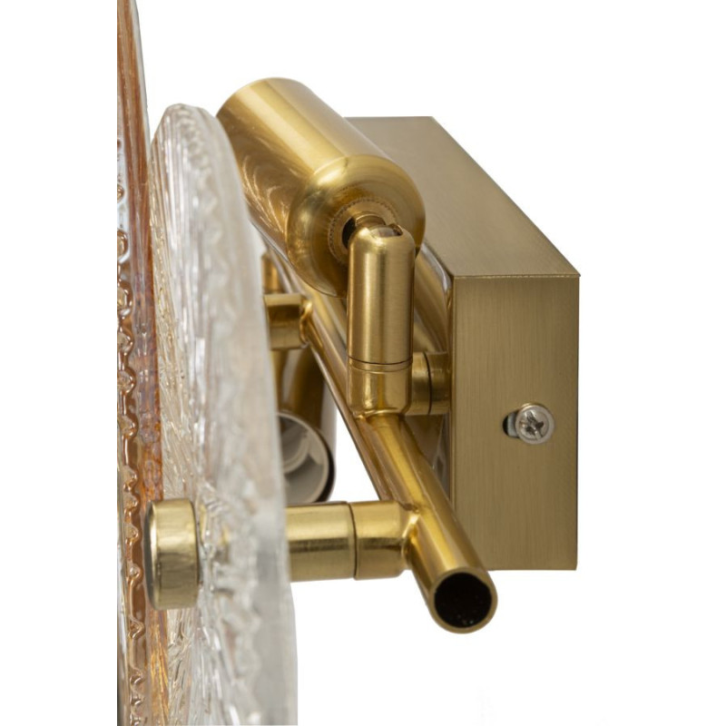 Applique murale japonaise éventails 42 cm Verre Blanc Ambré Métal Doré Osaka 