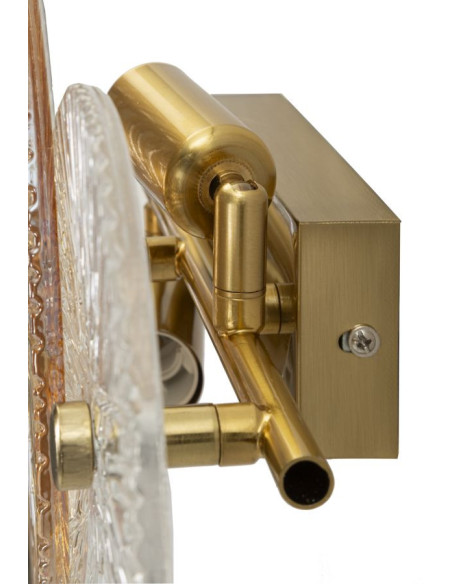 Applique murale japonaise éventails 42 cm Verre Blanc Ambré Métal Doré Osaka 