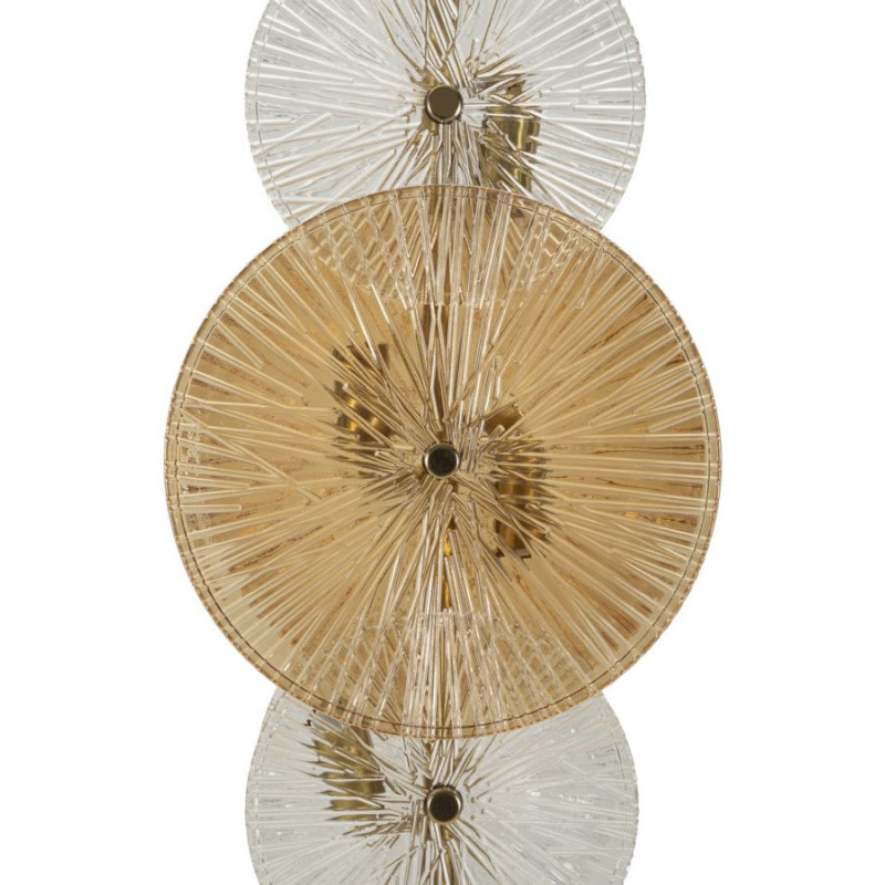 Grand Lampadaire japonais sur pied éventails Hauteur 164 cm Verre Blanc Ambré Métal Doré Osaka 