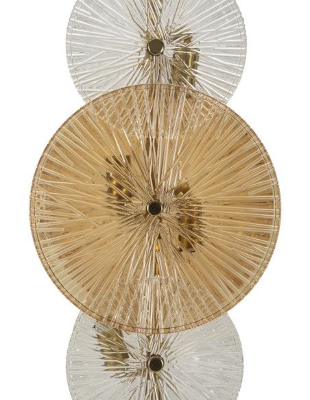 Grand Lampadaire japonais sur pied éventails Hauteur 164 cm Verre Blanc Ambré Métal Doré Osaka 