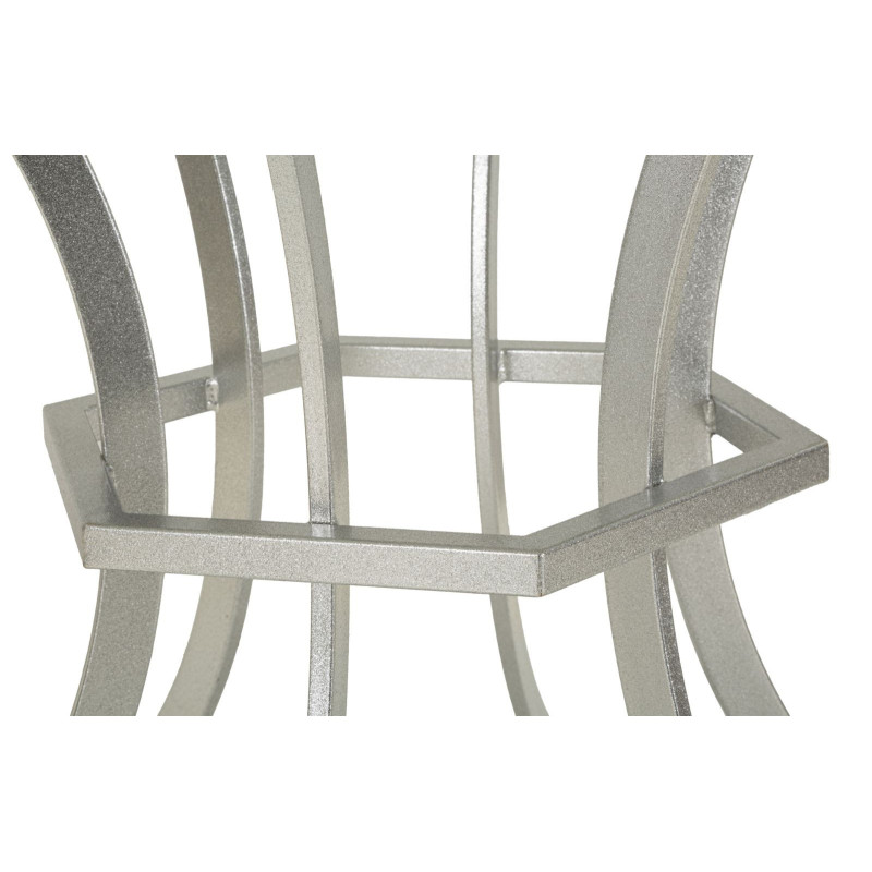 Table à manger orientale chic Ronde 4 personnes Marbre Blanc Métal Argenté Istanbul 