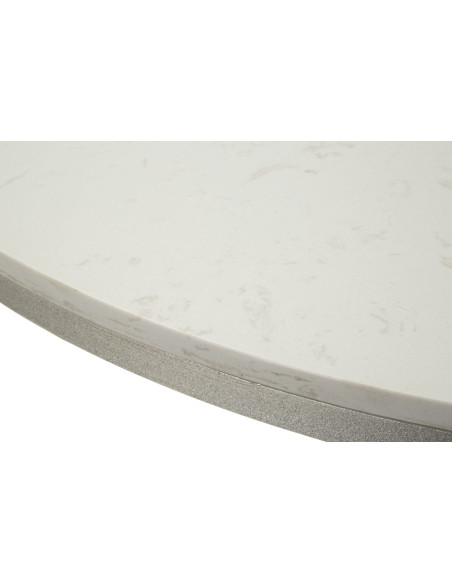 Table à manger orientale chic Ronde 4 personnes Marbre Blanc Métal Argenté Istanbul 