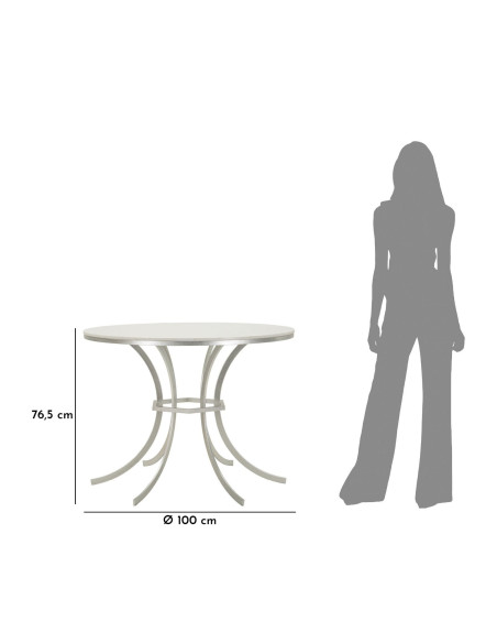 Table à manger orientale chic Ronde 4 personnes Marbre Blanc Métal Argenté Istanbul 