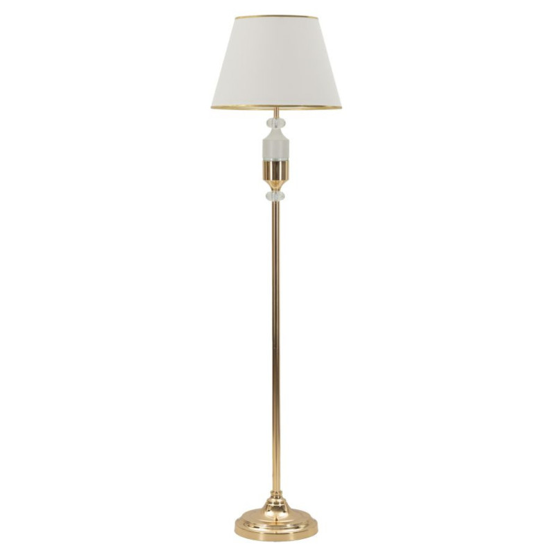 Grand Lampadaire sur pied moderne chic Hauteur 160 cm Métal Doré Tissu Blanc Gipsy 