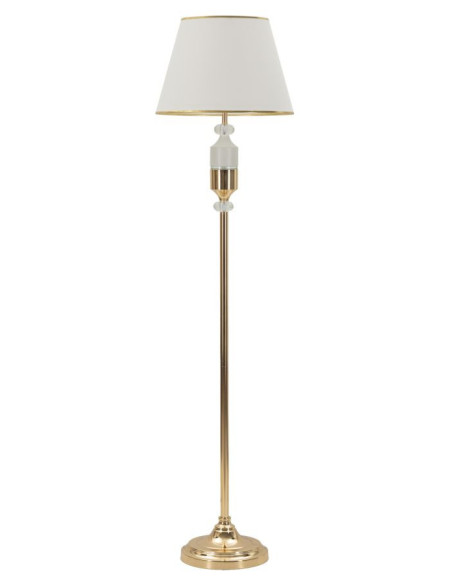 Grand Lampadaire sur pied moderne chic Hauteur 160 cm Métal Doré Tissu Blanc Gipsy 
