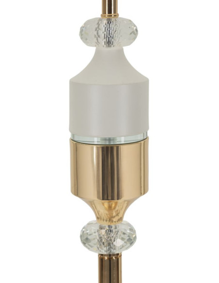 Grand Lampadaire sur pied moderne chic Hauteur 160 cm Métal Doré Tissu Blanc Gipsy 