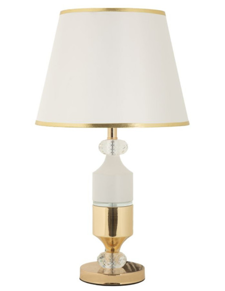 Grande Lampe à poser moderne chic Hauteur 52 cm Métal Doré Tissu Blanc Gipsy 