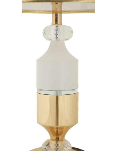 Grande Lampe à poser moderne chic Hauteur 52 cm Métal Doré Tissu Blanc Gipsy 