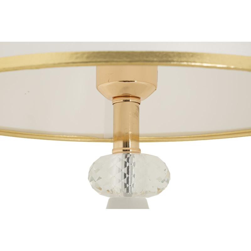 Grande Lampe à poser moderne chic Hauteur 52 cm Métal Doré Tissu Blanc Gipsy 