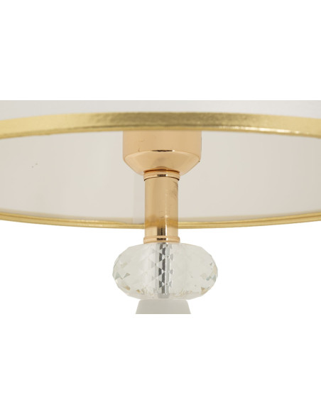 Grande Lampe à poser moderne chic Hauteur 52 cm Métal Doré Tissu Blanc Gipsy 