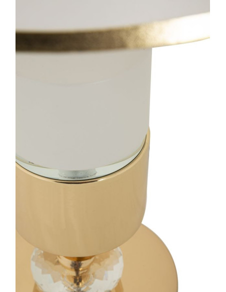 Grande Lampe à poser moderne chic Hauteur 52 cm Métal Doré Tissu Blanc Gipsy 