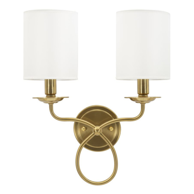 Applique murale double néoclassique chic Métal Doré Tissu Blanc Zagabria 