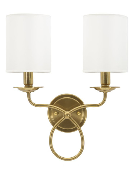 Applique murale double néoclassique chic Métal Doré Tissu Blanc Zagabria 