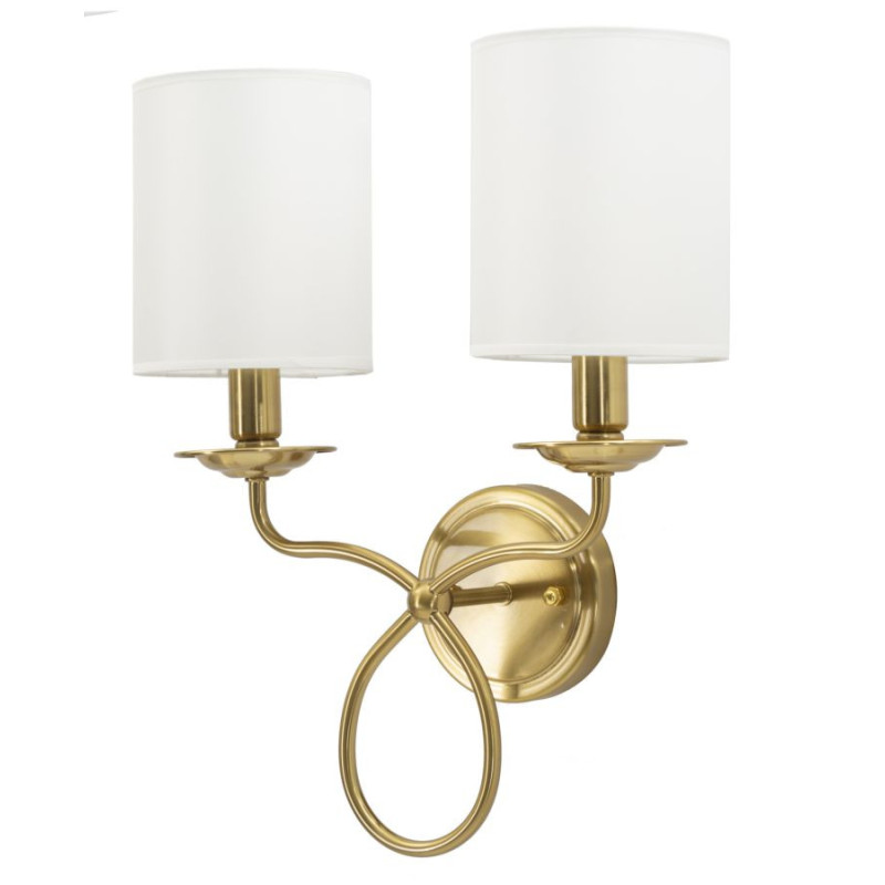 Applique murale double néoclassique chic Métal Doré Tissu Blanc Zagabria 
