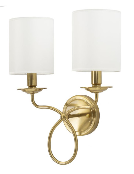 Applique murale double néoclassique chic Métal Doré Tissu Blanc Zagabria 