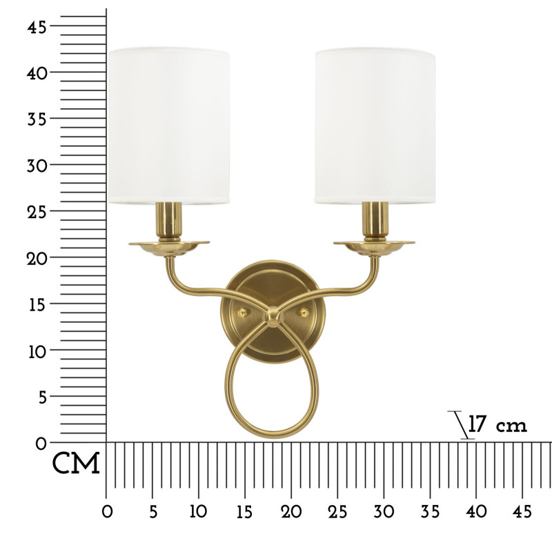 Applique murale double néoclassique chic Métal Doré Tissu Blanc Zagabria 