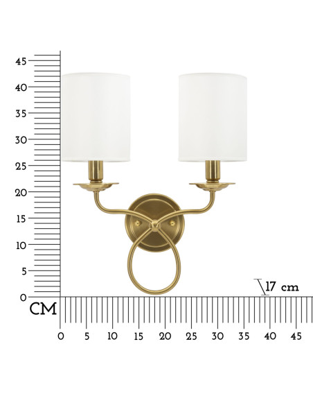 Applique murale double néoclassique chic Métal Doré Tissu Blanc Zagabria 