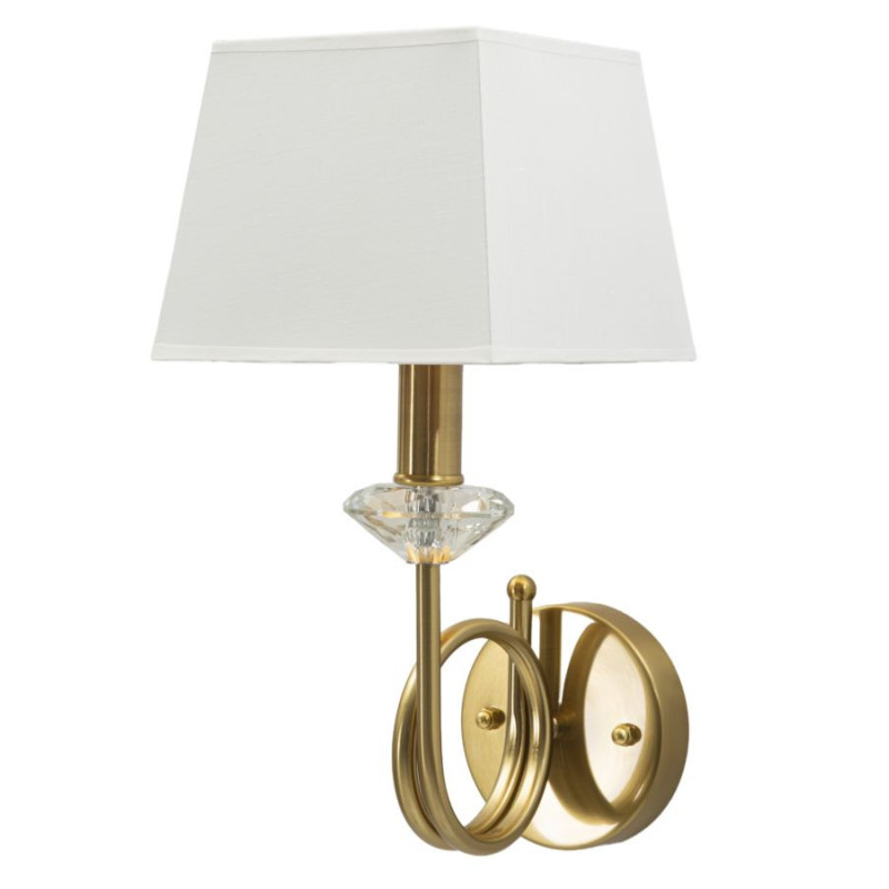 Applique murale hôtel chic Hauteur 40 cm Métal Doré Verre Transparent Tissu Blanc Salisburg 