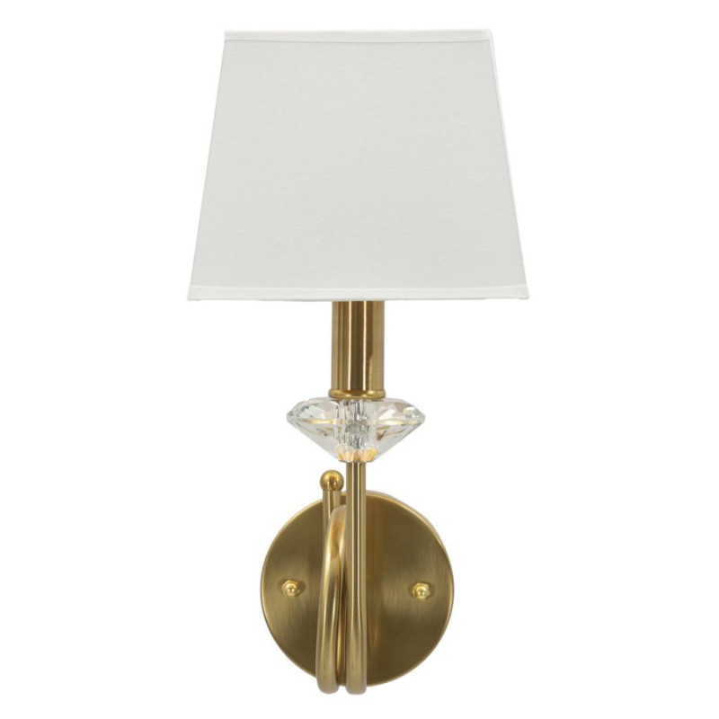 Applique murale hôtel chic Hauteur 40 cm Métal Doré Verre Transparent Tissu Blanc Salisburg 