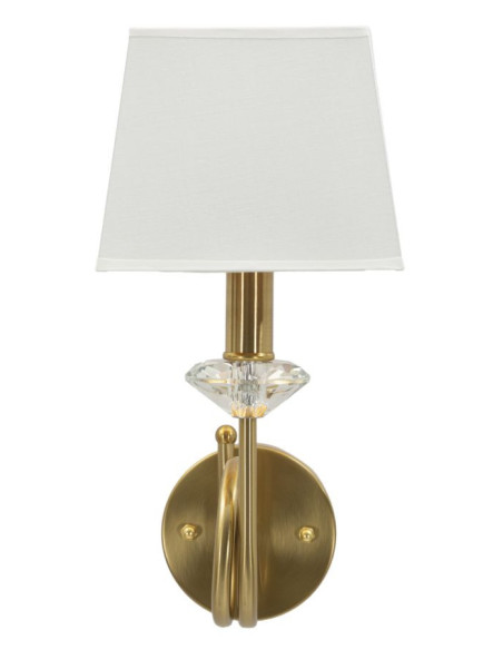 Applique murale hôtel chic Hauteur 40 cm Métal Doré Verre Transparent Tissu Blanc Salisburg 