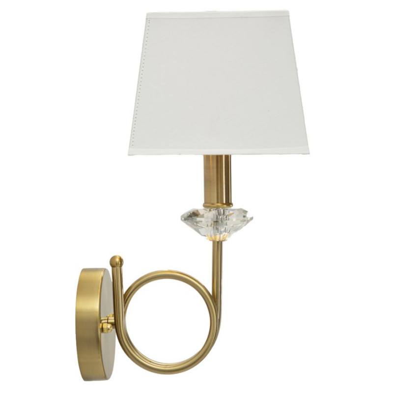 Applique murale hôtel chic Hauteur 40 cm Métal Doré Verre Transparent Tissu Blanc Salisburg 