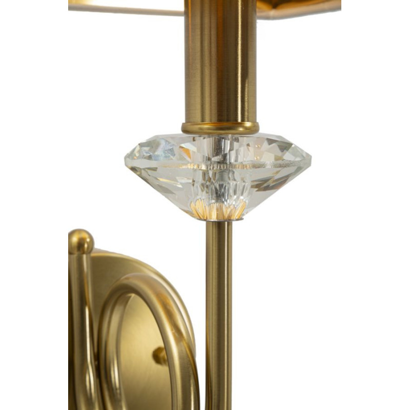 Applique murale hôtel chic Hauteur 40 cm Métal Doré Verre Transparent Tissu Blanc Salisburg 