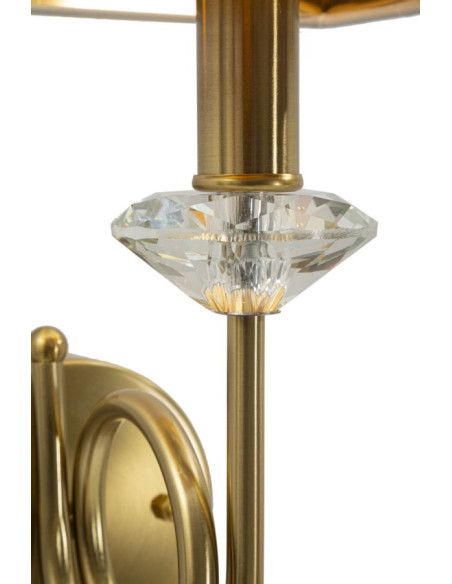 Applique murale hôtel chic Hauteur 40 cm Métal Doré Verre Transparent Tissu Blanc Salisburg 