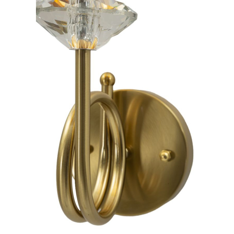 Applique murale hôtel chic Hauteur 40 cm Métal Doré Verre Transparent Tissu Blanc Salisburg 