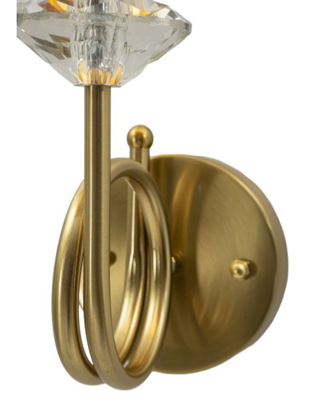 Applique murale hôtel chic Hauteur 40 cm Métal Doré Verre Transparent Tissu Blanc Salisburg 