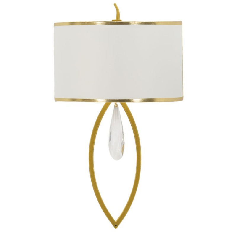 Grande Applique murale moderne chic Hauteur 50 cm Métal Doré Tissu Blanc Vienna 