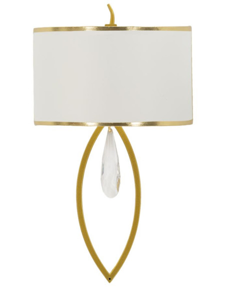 Grande Applique murale moderne chic Hauteur 50 cm Métal Doré Tissu Blanc Vienna 