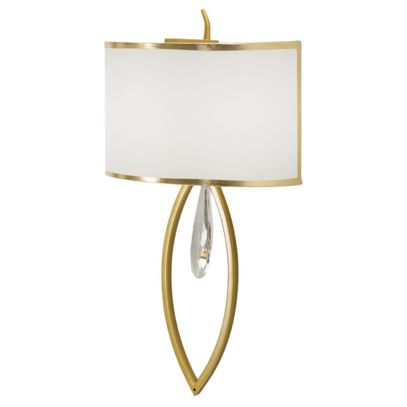 Grande Applique murale moderne chic Hauteur 50 cm Métal Doré Tissu Blanc Vienna 
