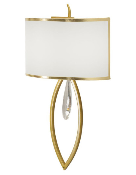 Grande Applique murale moderne chic Hauteur 50 cm Métal Doré Tissu Blanc Vienna 
