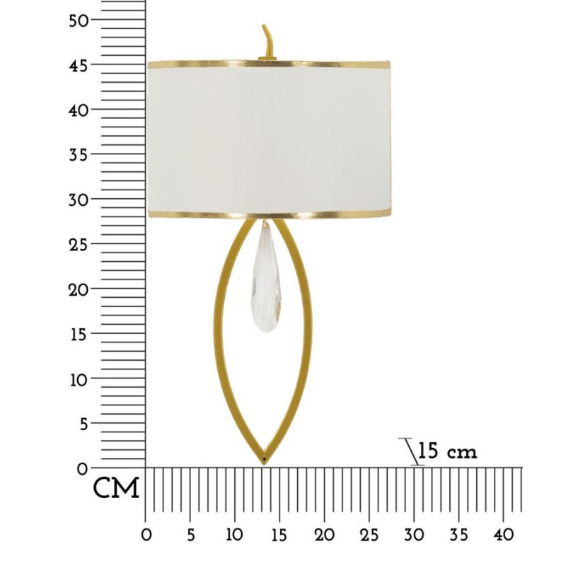 Grande Applique murale moderne chic Hauteur 50 cm Métal Doré Tissu Blanc Vienna 