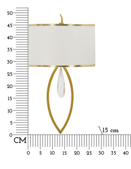 Grande Applique murale moderne chic Hauteur 50 cm Métal Doré Tissu Blanc Vienna 