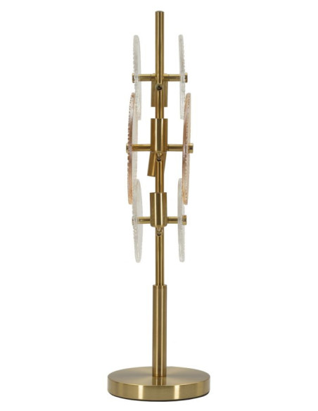 Grande Lampe à poser japonaise éventails Hauteur 66 cm Verre Blanc Ambré Métal Doré Osaka 