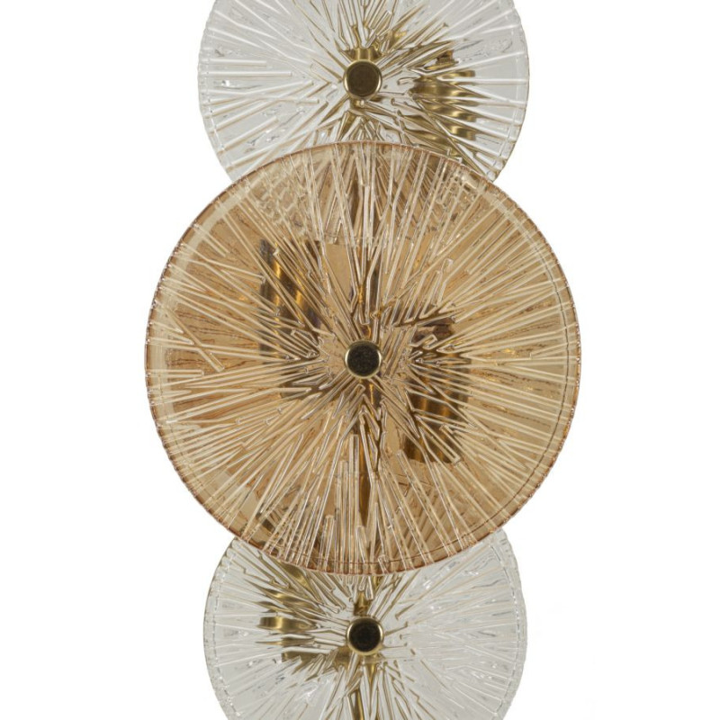 Grande Lampe à poser japonaise éventails Hauteur 66 cm Verre Blanc Ambré Métal Doré Osaka 