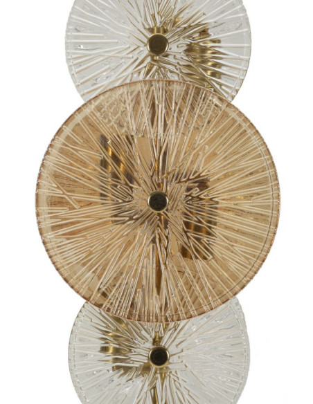 Grande Lampe à poser japonaise éventails Hauteur 66 cm Verre Blanc Ambré Métal Doré Osaka 