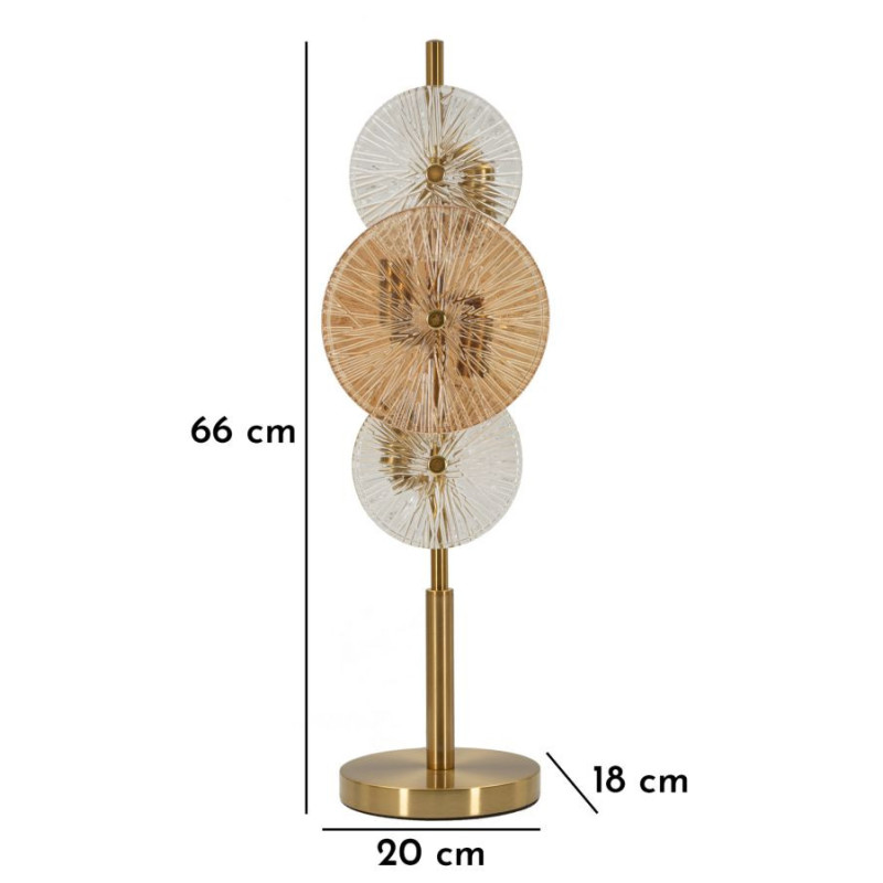 Grande Lampe à poser japonaise éventails Hauteur 66 cm Verre Blanc Ambré Métal Doré Osaka 