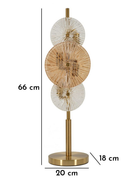 Grande Lampe à poser japonaise éventails Hauteur 66 cm Verre Blanc Ambré Métal Doré Osaka 