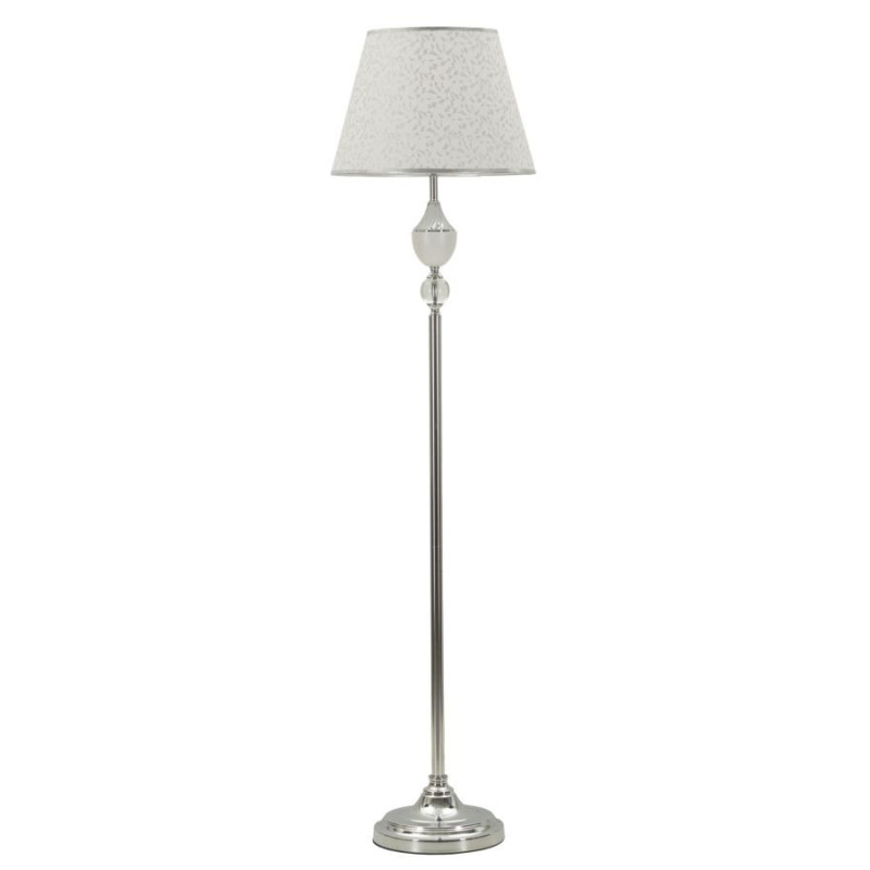 Grand Lampadaire sur pied hôtel chic Hauteur 158 cm Métal Argenté Tissu Blanc Kody 