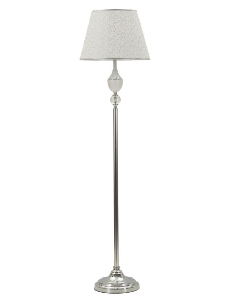 Grand Lampadaire sur pied hôtel chic Hauteur 158 cm Métal Argenté Tissu Blanc Kody 