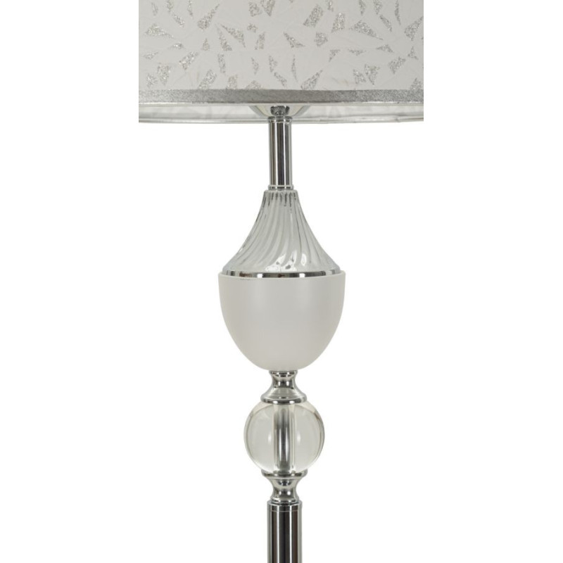 Grand Lampadaire sur pied hôtel chic Hauteur 158 cm Métal Argenté Tissu Blanc Kody 