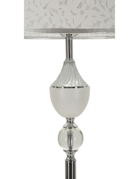 Grand Lampadaire sur pied hôtel chic Hauteur 158 cm Métal Argenté Tissu Blanc Kody 