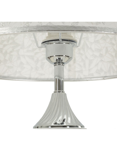 Grand Lampadaire sur pied hôtel chic Hauteur 158 cm Métal Argenté Tissu Blanc Kody 