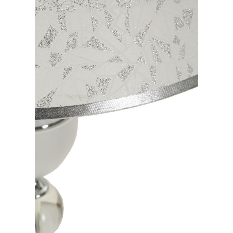 Grand Lampadaire sur pied hôtel chic Hauteur 158 cm Métal Argenté Tissu Blanc Kody 
