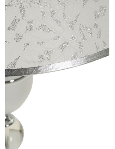 Grand Lampadaire sur pied hôtel chic Hauteur 158 cm Métal Argenté Tissu Blanc Kody 