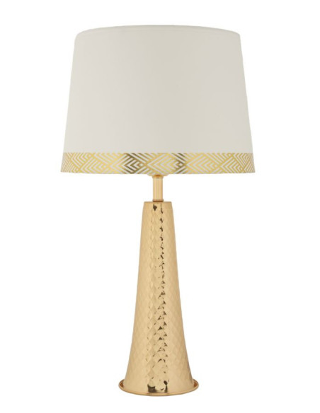 Grande Lampe à poser originale chic Hauteur 54 cm Métal Doré Tissu Blanc Tower 