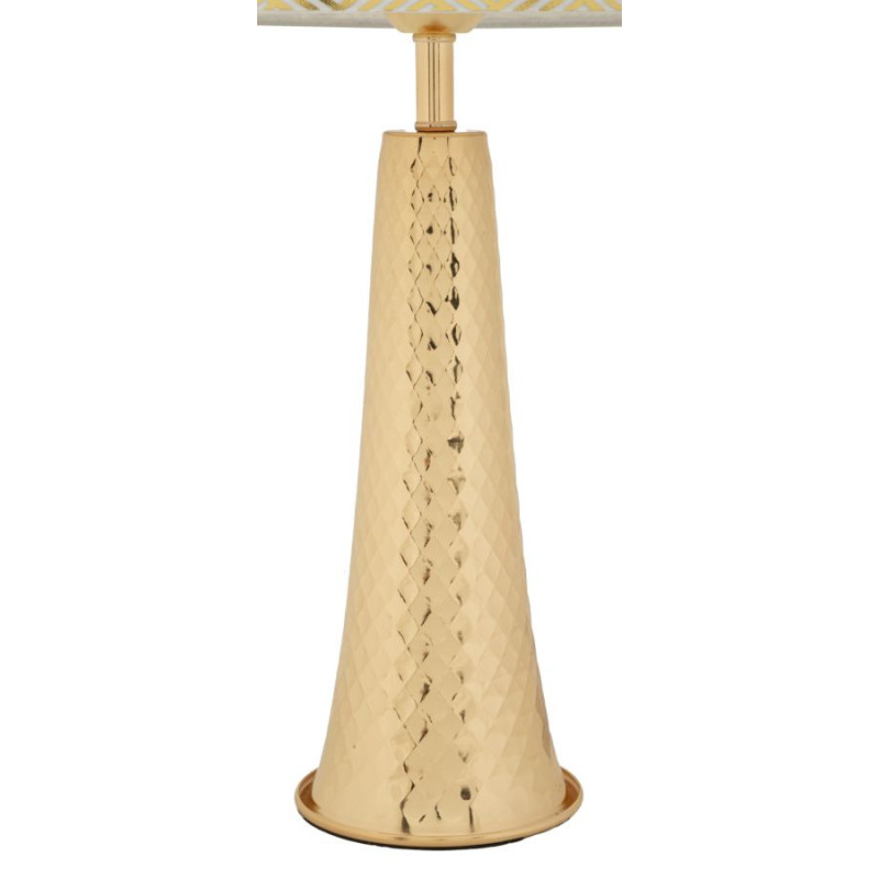 Grande Lampe à poser originale chic Hauteur 54 cm Métal Doré Tissu Blanc Tower 